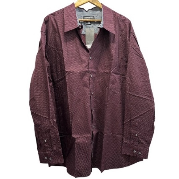 NWT Claiborne Big & Tall Stretch Purple with Grey Mini Dots Button-Down Shirt - Picture 3 of 9